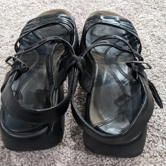 Dansko black leather chunky sandals size 37 = women's  7 FLAWED - Picture 6 of 7